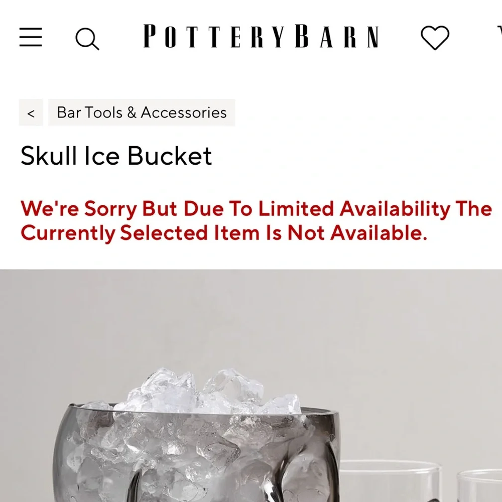 Pottery Barn Blown Soda Lime Glass Ombré Effect Large Skull Ice Bucket 💀 - Picture 16 of 16